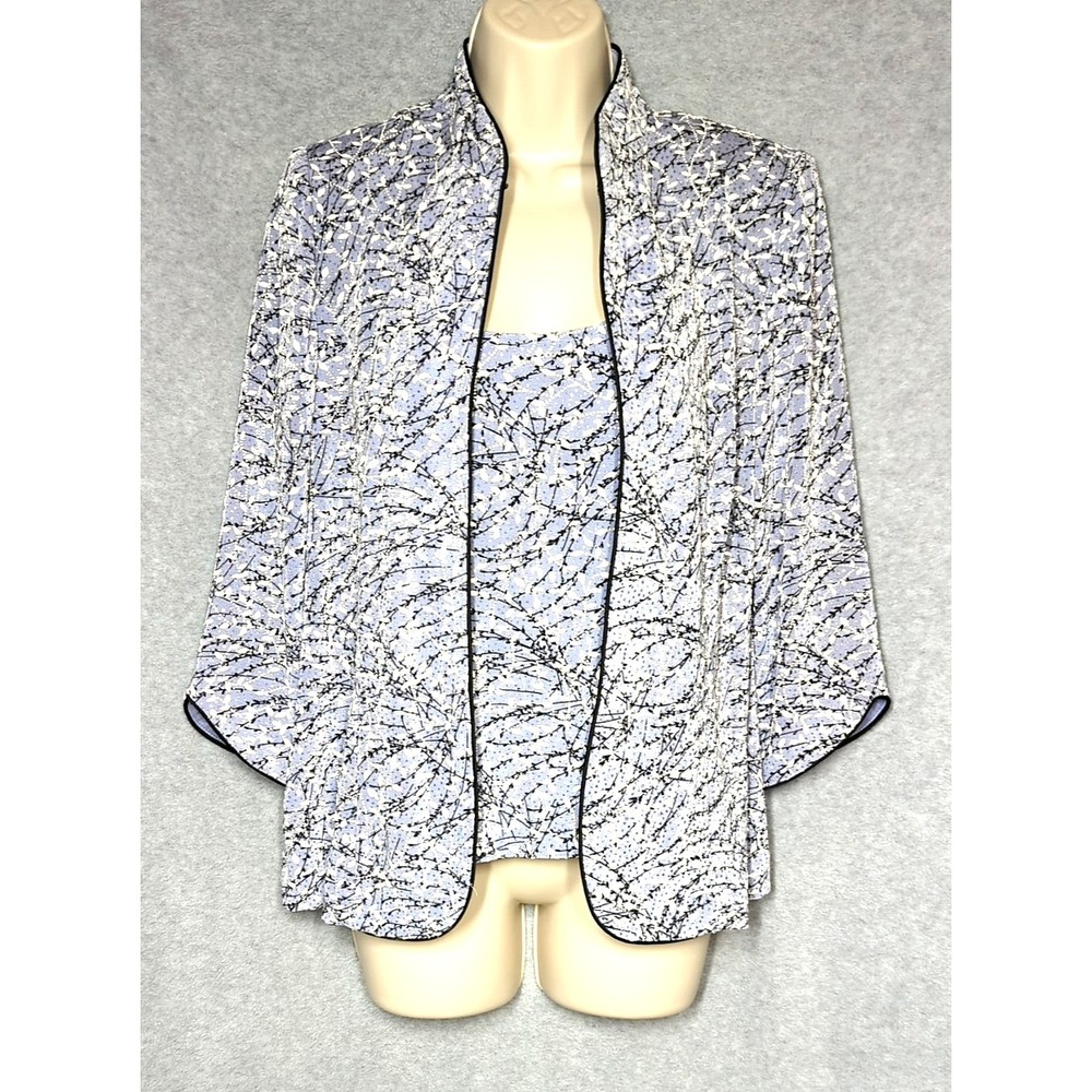Alex Evenings Women Twin Set 2 Pc Jacket + Cami Top L Pastel Blue Easy Elegance
